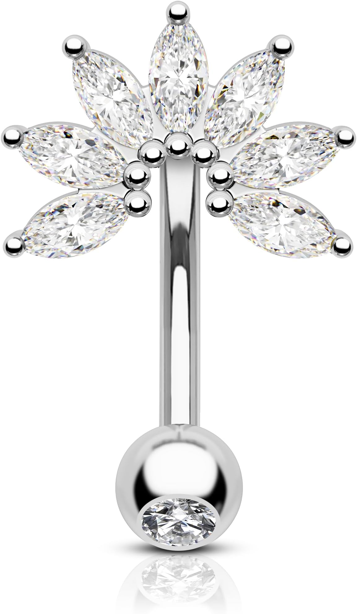 Cute Silver Gold Flower Rook Earrings 16g Sparkling Rook Barbells for Women Gold Stainless Steel 8mm Rook Piercing Dainty Rook Jewelry Silver Rook Rings