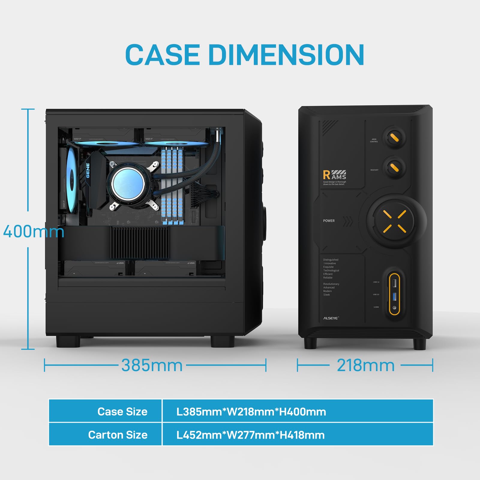 Amazon.co.jp: ALSEYE Rams2.0 ミッドタワー PCケース Micro-ATX/ITX