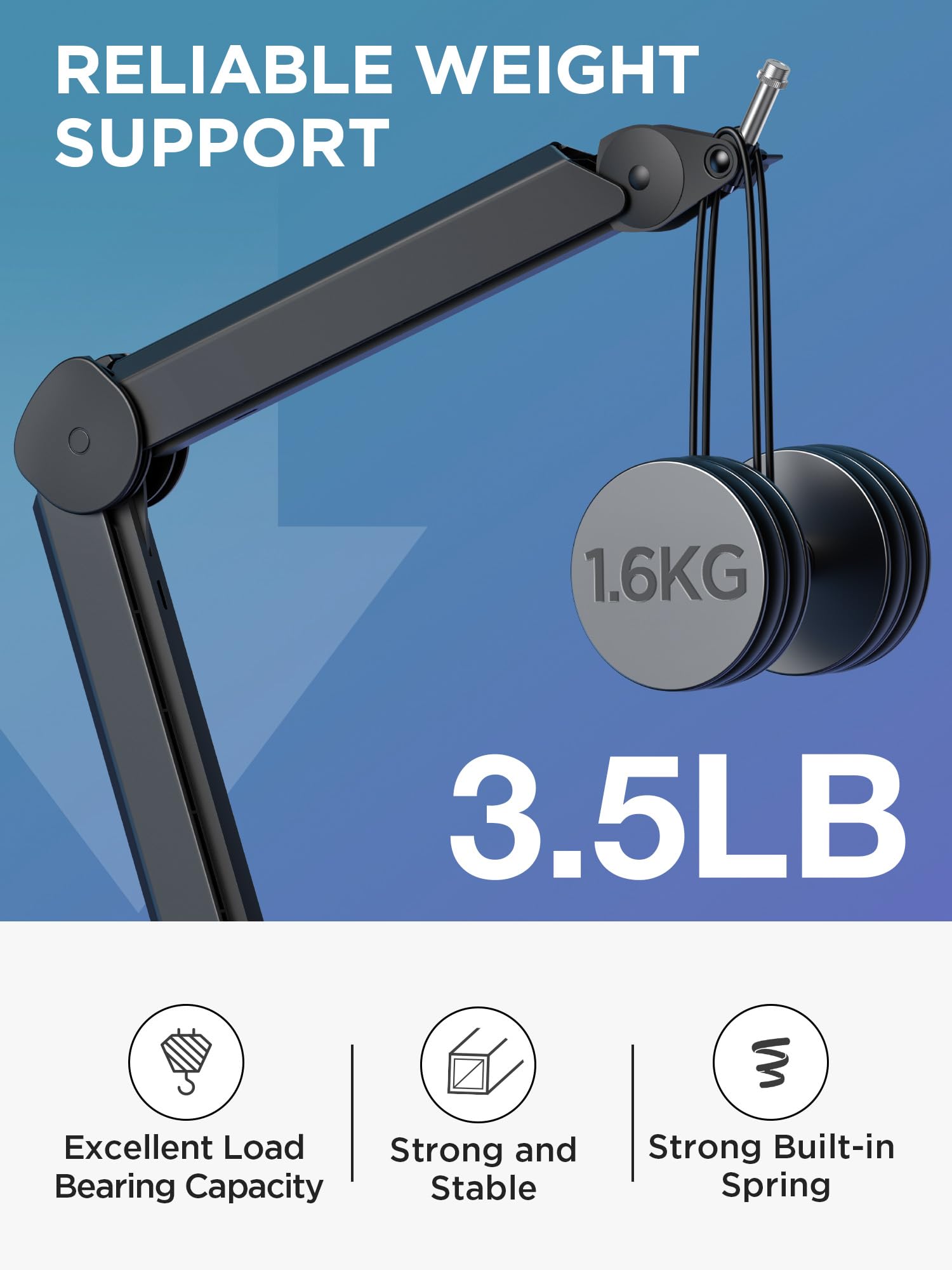 InnoGear Mic Boom Arm Microphone Stand Cable Management for Blue Yeti FIFINE AM8 K669B HyperX QuadCast S SoloCast AT2020 Shure SM7B MV7 and Other Microphone