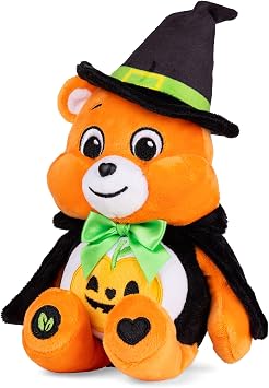 Basic Fun Care Bears Halloween 22cm Bean Plush   Trick-or-Sweet Bear, Soft Cuddly Toy with Pumpkin Hat & Cape, Collectible Plushie for Boys & Girls Aged 4+, Orange
