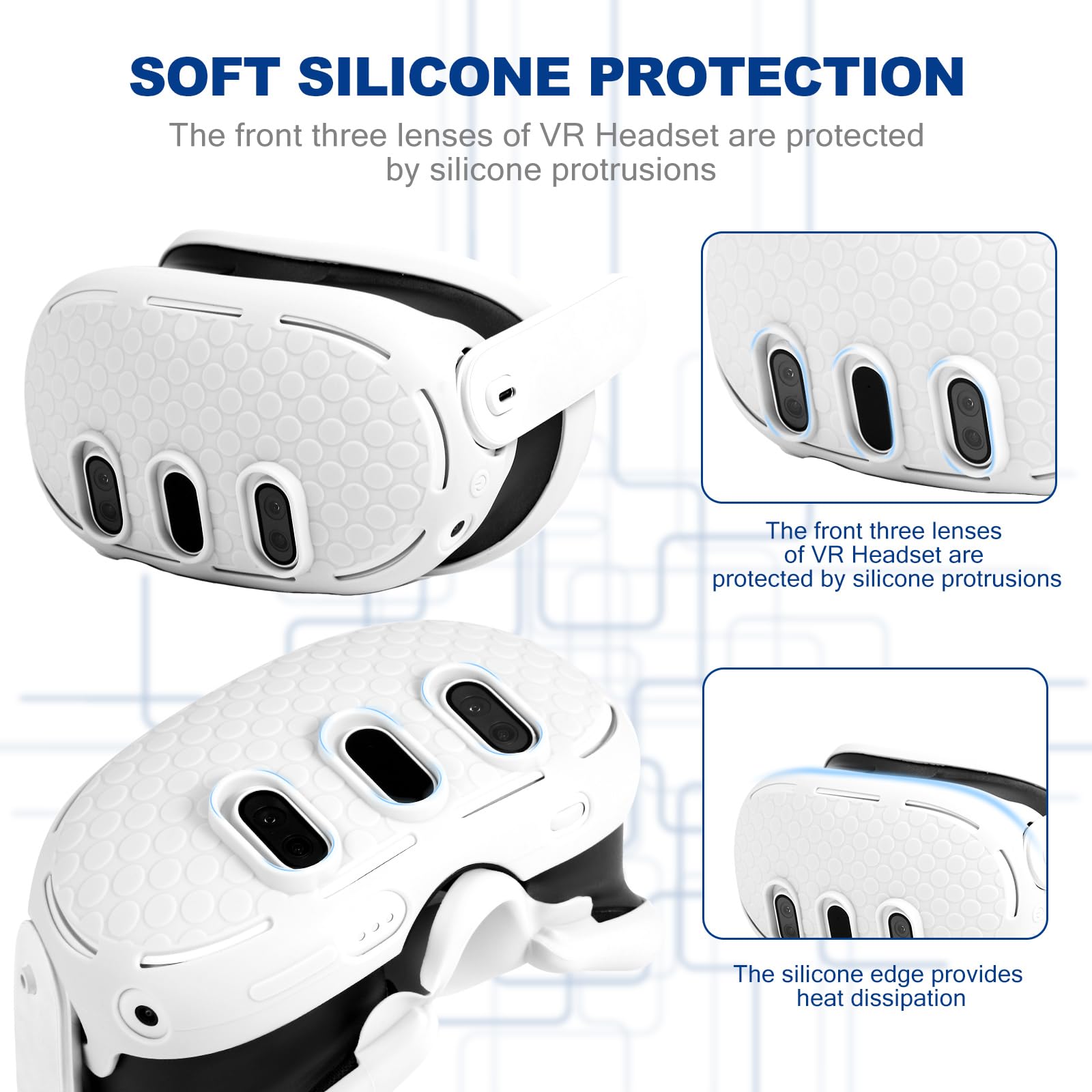 Ensemble d'accessoires de protection pour casque Meta Quest 3, coque de manette, 3 coussinets faciaux en silicone, couvre-objectif VR, coque