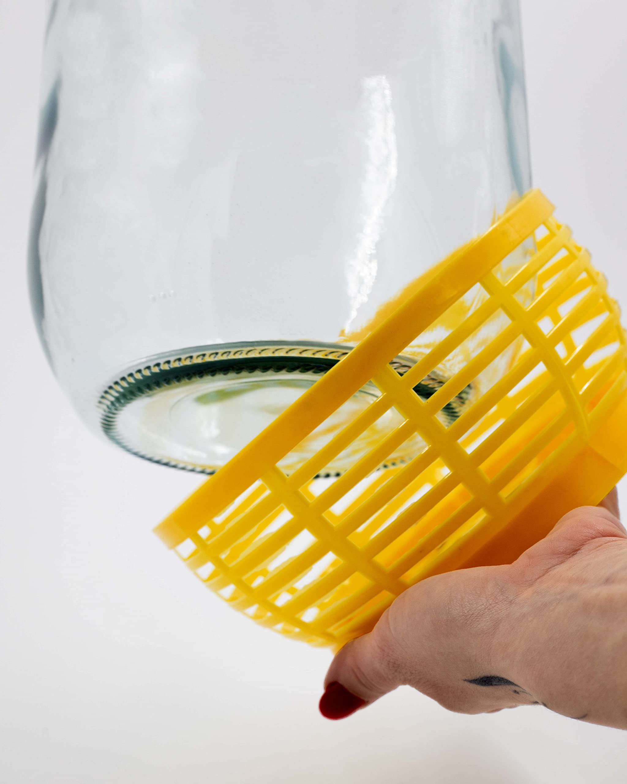 Bouteille de vin Ballon à col étroit avec Couvercle pivotant et Panier pour Le Stockage de Boissons fermentées en Verre Transparent, hermétique, Lot de 3 x 5 l