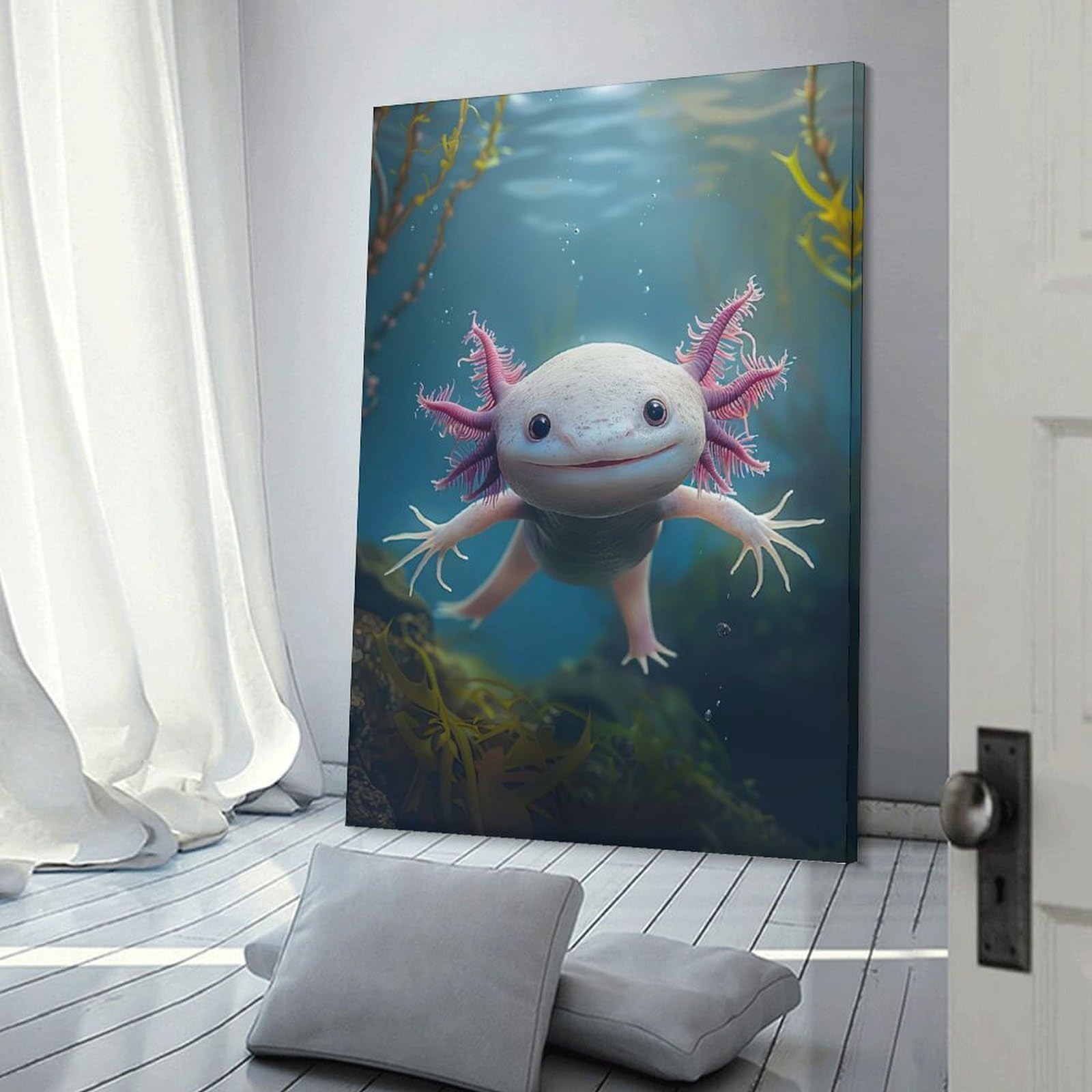 Junmoney Axolotl Wall Art Print, 08x12inch(20x30cm), for Corridors, Hallways Or Apartment Entries, Wall Decor to Refresh Empty Corners