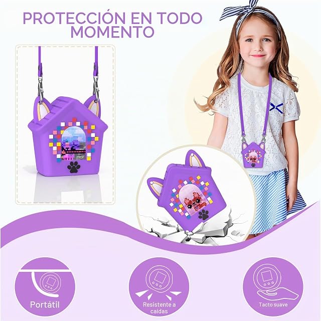 Foto 5 de 7 de Funda protectora de silicona compatible con Bitzee Doghouse con correa
