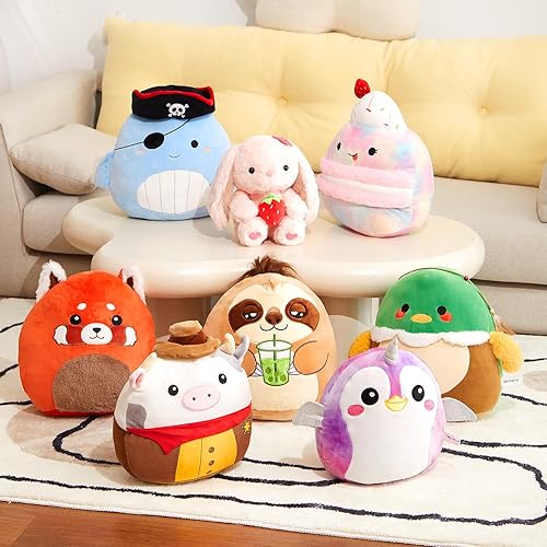 Miniatura 6 de Almohada de pato de 12 pulgadas de felpa, juguetes de peluche suaves con tocado de plumas, pato Mallard, regalo de colección para niños, niñas, niños