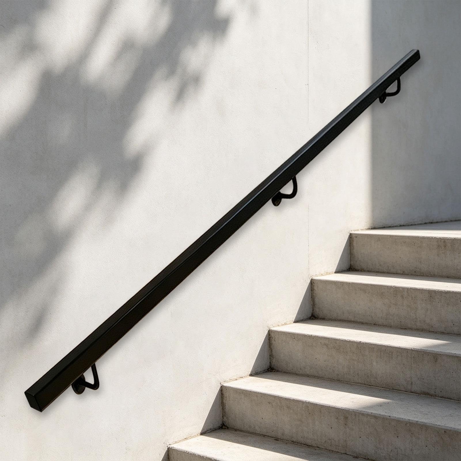 Schwarze Handläufe für Treppen Innen- und Außenstufen Haltegriff-Set