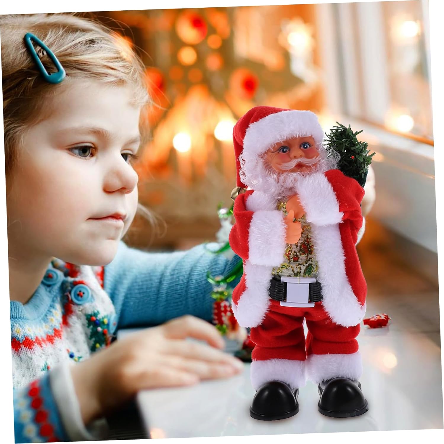 1pc Dancing Santa Claus Christmas Figure Animated Musical Electric Decoration for Holiday Parties Fun Xmas Ornament for Home Table Decor