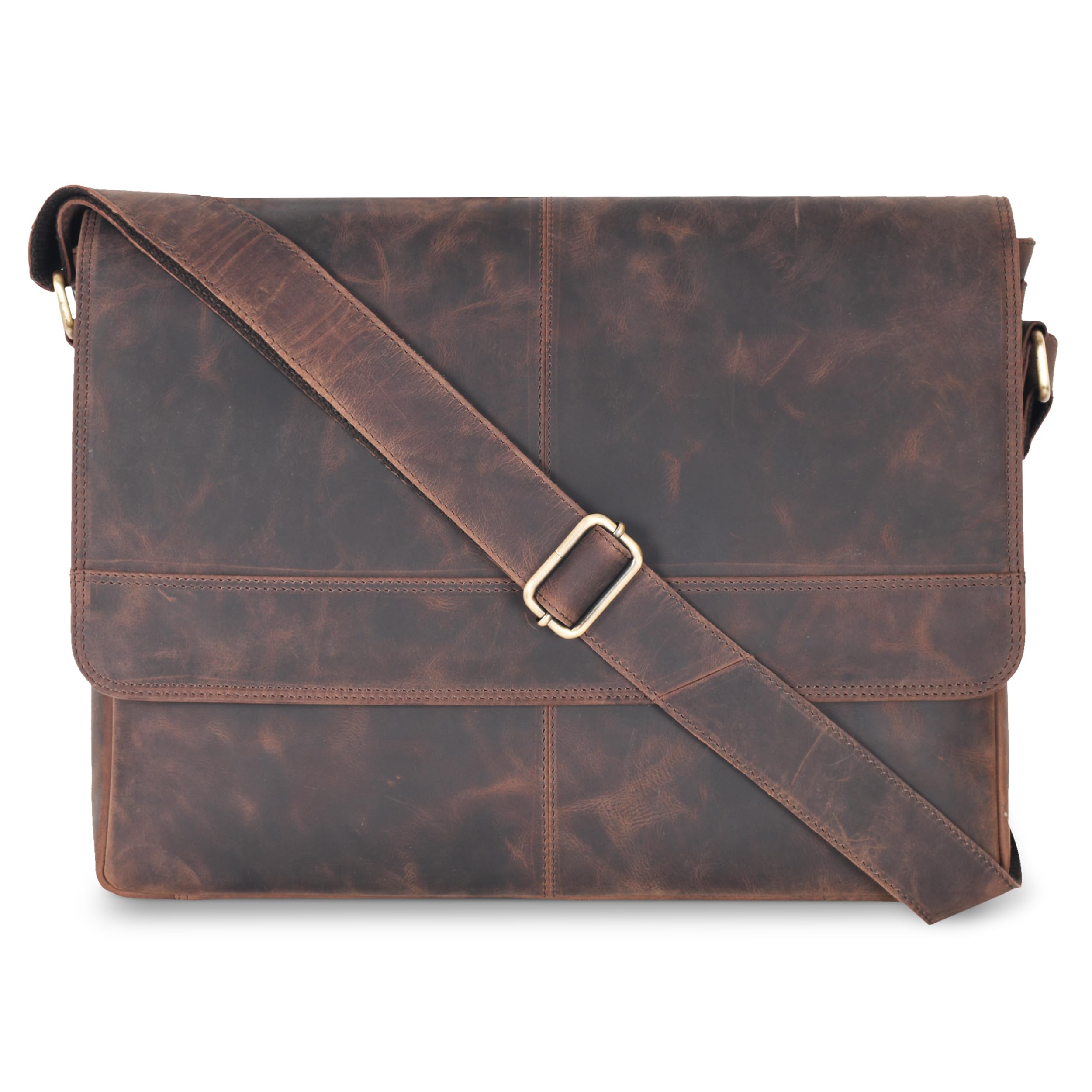 LEVOGUE Genuine Leather Messenger Bag for Men and Women - 14 inch Laptop Bag for College Work Office by VALENCHI