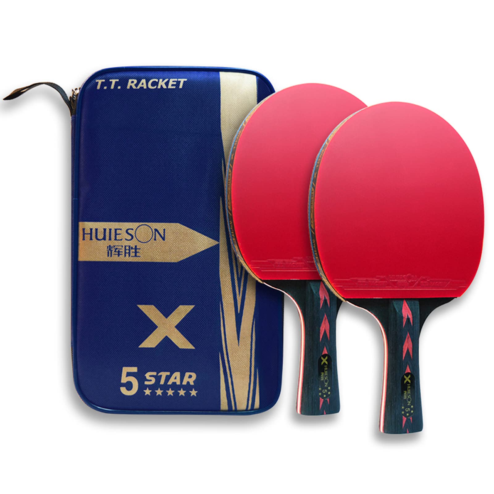 5 Star Professional Ping Pong Paddle Advanced Training Table Tennis Rackets/Bats with Carry Case (2PCS) Perfect for Intermediate, Advanced, Family Activity and Sports Club