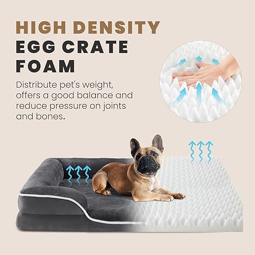 Miniatura 2 de SMUG Cama ortopédica para perros, cama impermeable de espuma viscoelástica para mascotas con refuerzo, sofá de espuma para perros con funda de cama