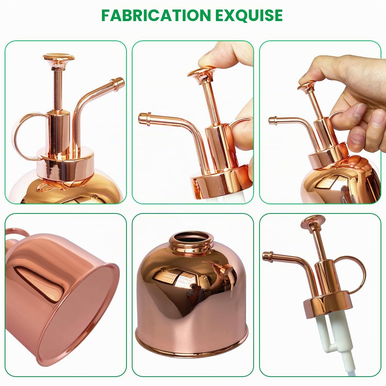 Flacon pulvérisateur en Acier Inoxydable pour Plantes-Petit arrosoir-Outils de Jardinage Modernes pour Plantes en Pot d'intérieur-Arrosage et pulvérisation (Or Rose, 0.3L)