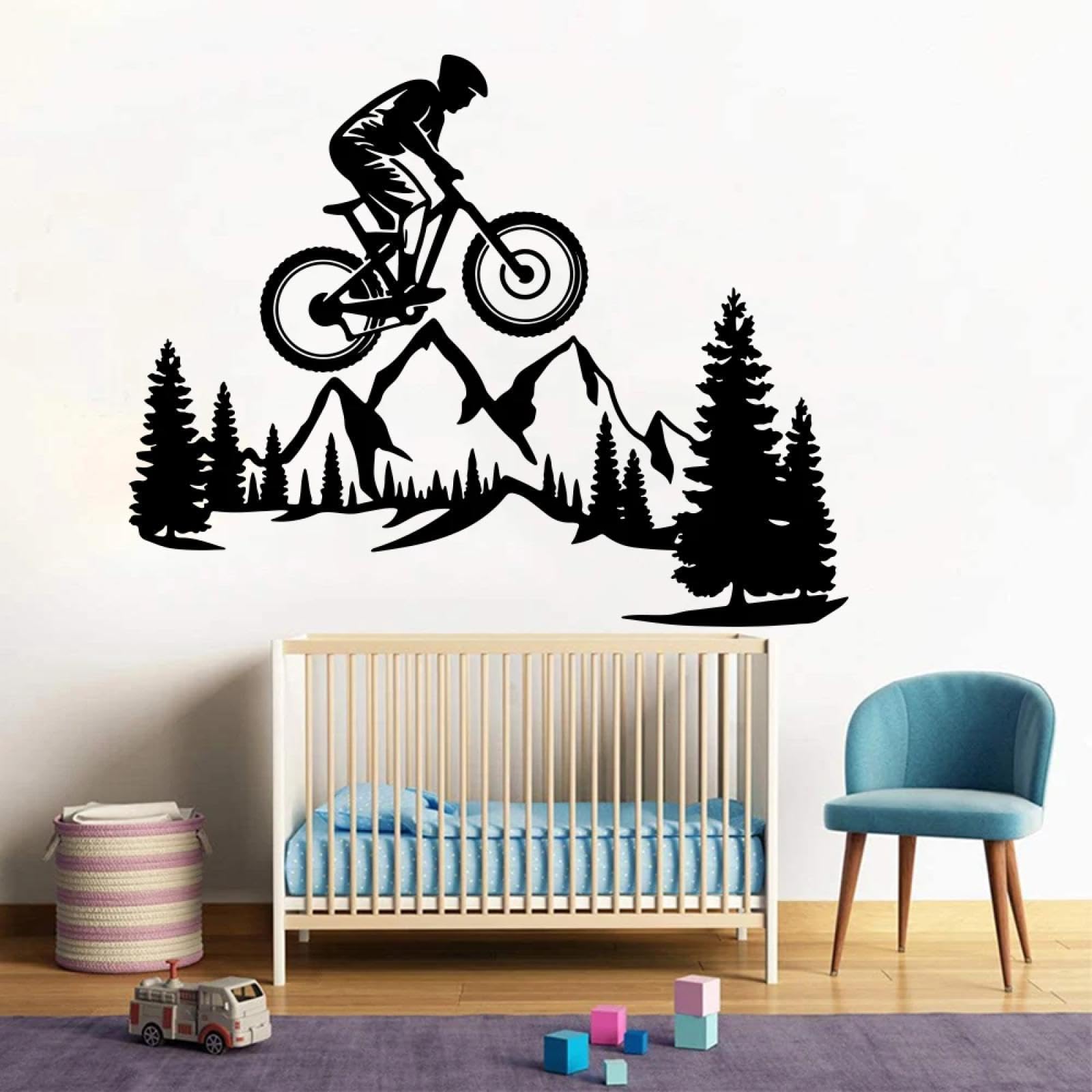 YOUOUSI Travel Adventure, Mountain Trees, Natural Scenery, Cool Mountain Bike Scene, Extreme Sports, Children's Room, Living Room, Bedroom Decals