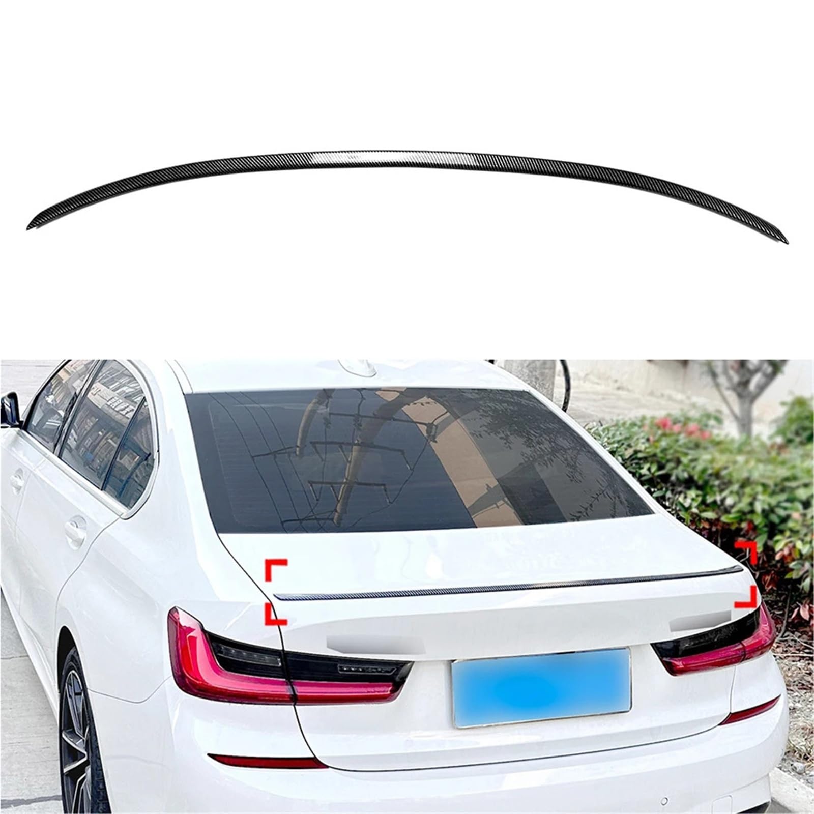 Kompatybilny z BMW serii 3 G20 320i 325i 330i 2019 2020 2021 2022 2023 2024 tylna pokrywa bagażnika samochodu Spoiler skrzydło Splitter Lip ABS(Carbon Fiber look)