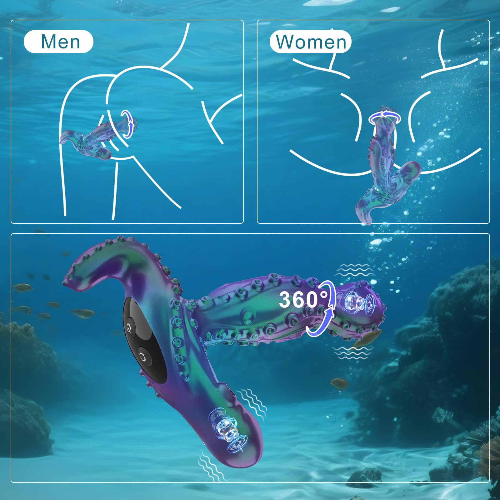 Qoosea 360°Rotante Masseur de Prostate Anal Vibratore 9 Modalità di Rotazione & 9 Modalità di Vibrazione Giocattolo per Adulti per Uomini e Donne Plug Anal con Telecomando Masseur di Clitoride