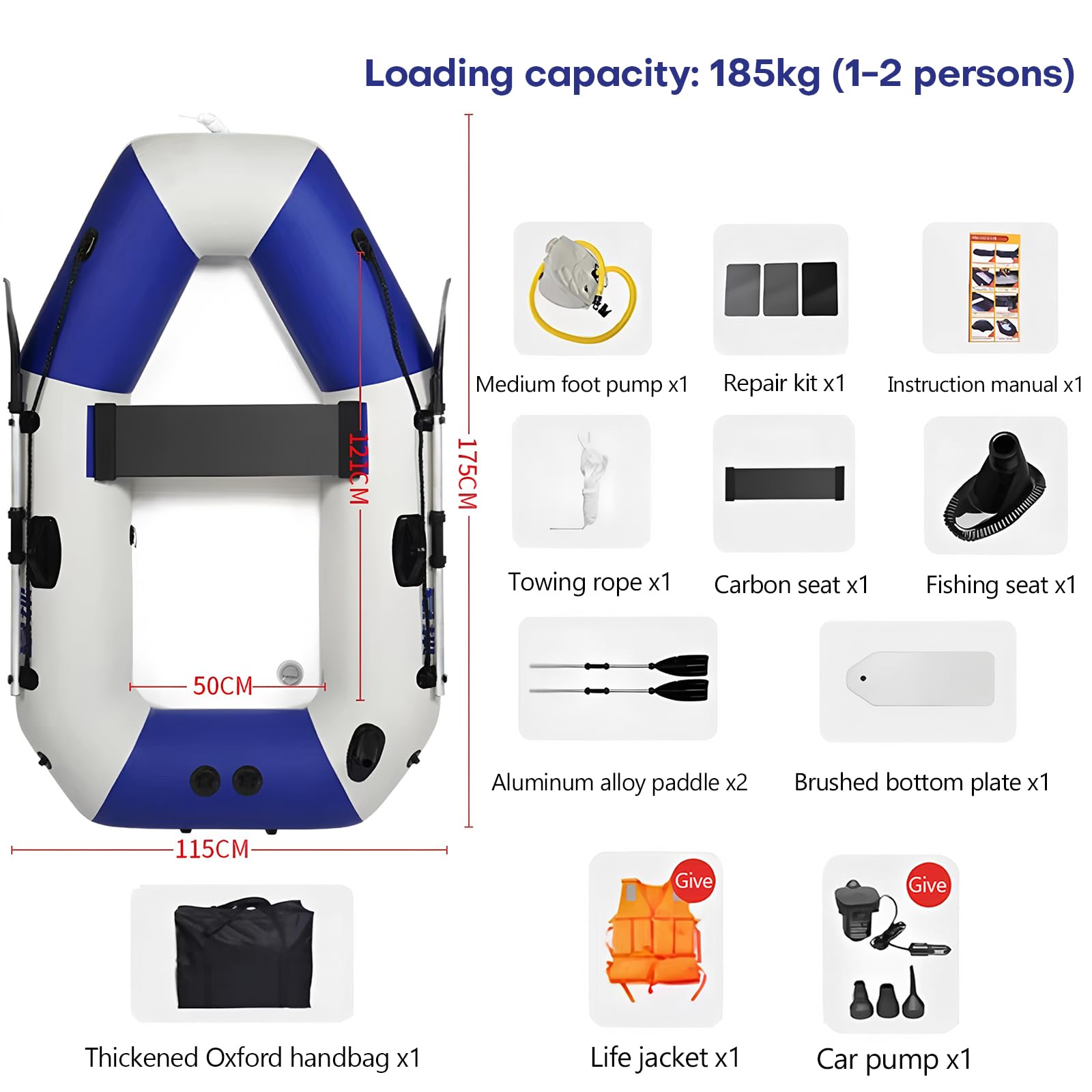 Kayak Barca Hinchable 2-3 Plazas – Lancha Inflable con Motor Y Remos, Ideal para Pesca, Camping Y Aventuras En El Agua
