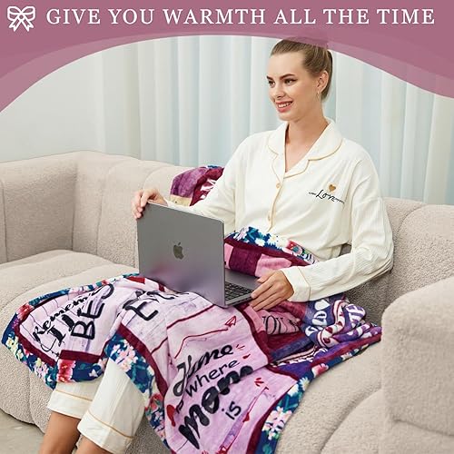 Miniatura 7 de Regalos para mamá de hija, regalos de cumpleaños para mamá de parte de su hijo, la mejor manta de regalo para mamá, día de la madre, regalos de