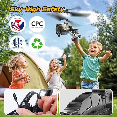 Miniatura 6 de DEERC Helicóptero RC, avión RC para niños y adultos, helicóptero de control remoto de 2.4 GHz, tiempo de vuelo de 26 minutos, luces LED y retención