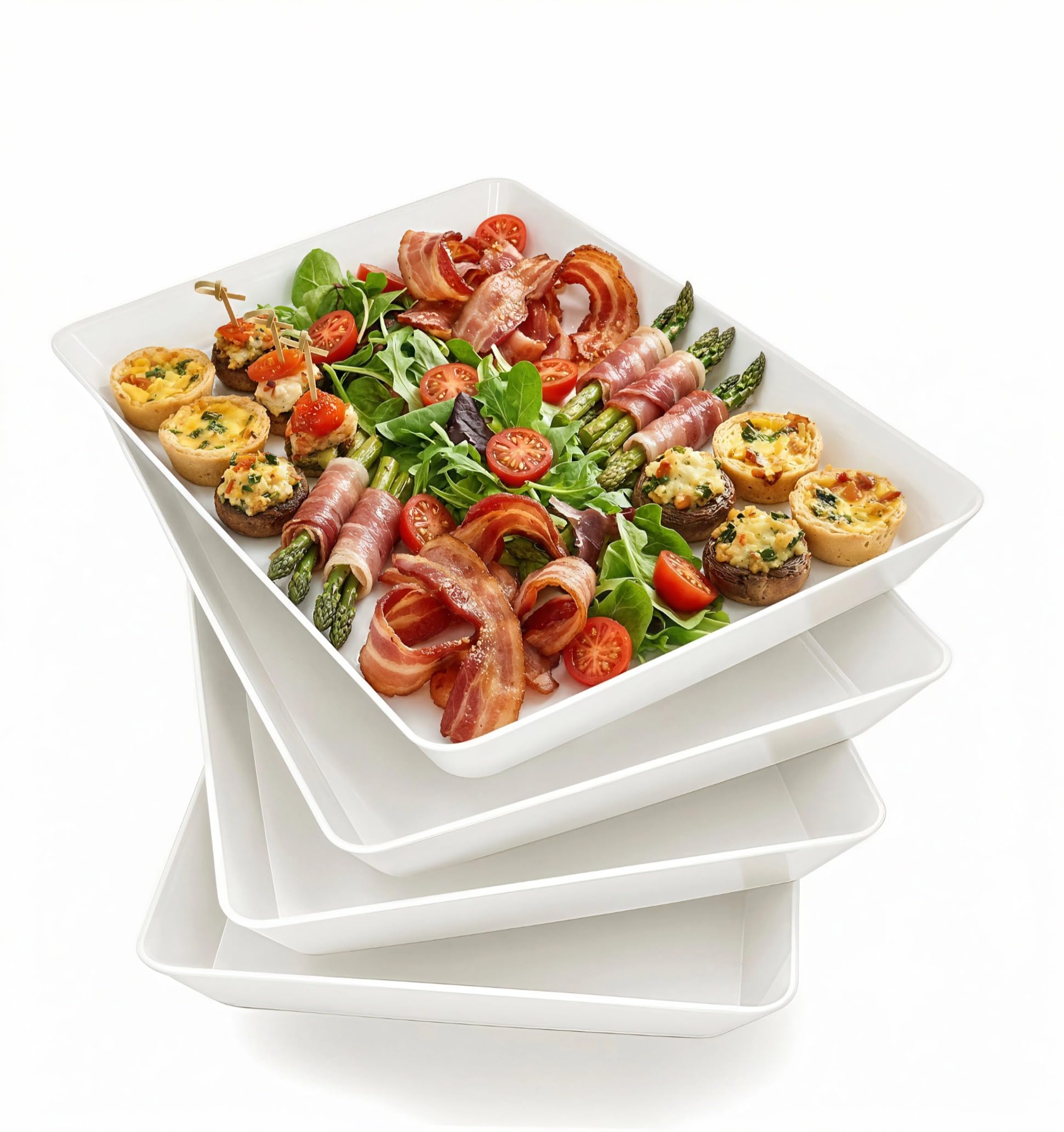 AMGBZT Serving Tray Platter, 2 Pcs Food Tray for Veggie Fruit Snack Dessert Cookie Cheese, Food Trays for Party Supplies Display, Plastic Platters for