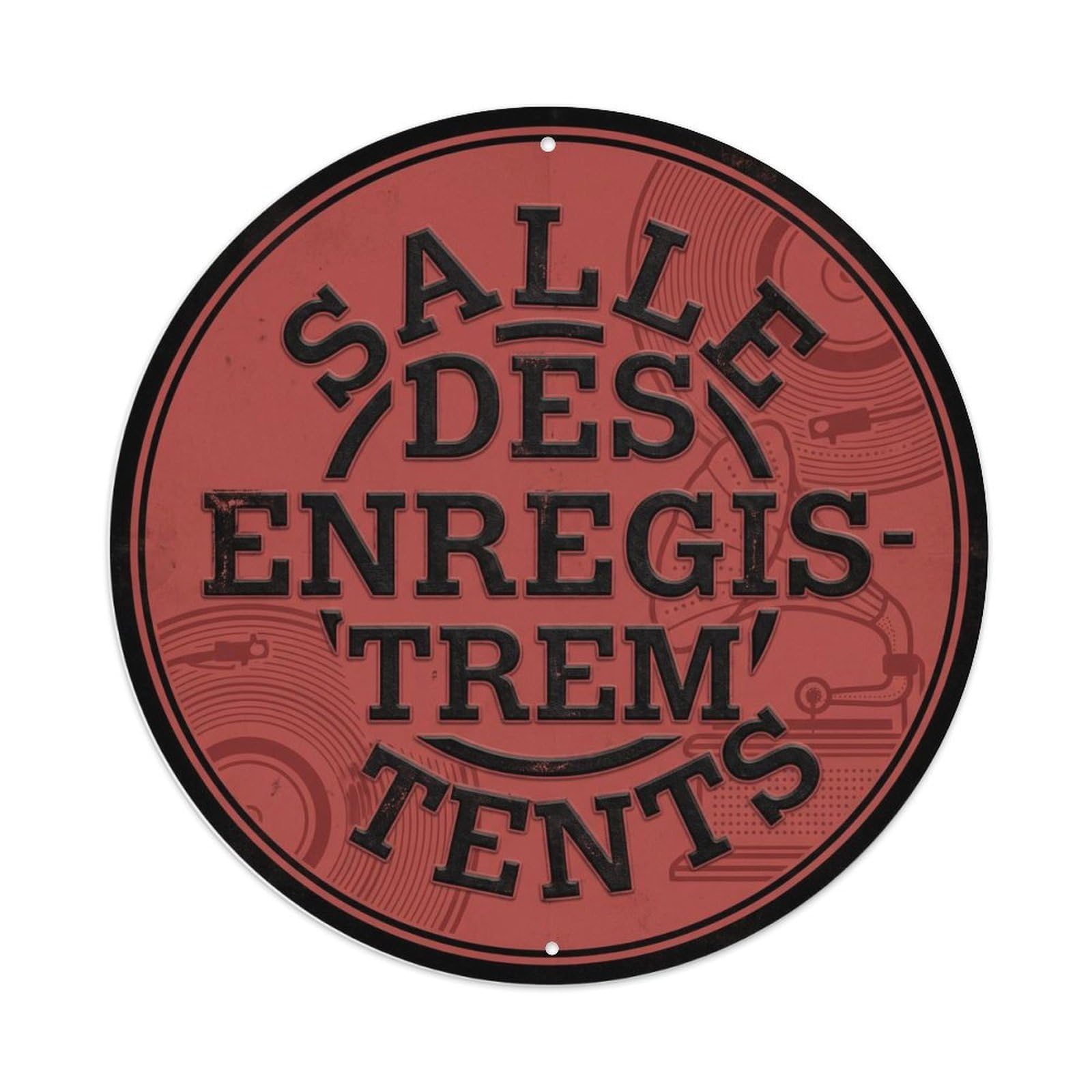 Metal Tin Sign Vintage Salle Des Enregistrements Text Vinyl