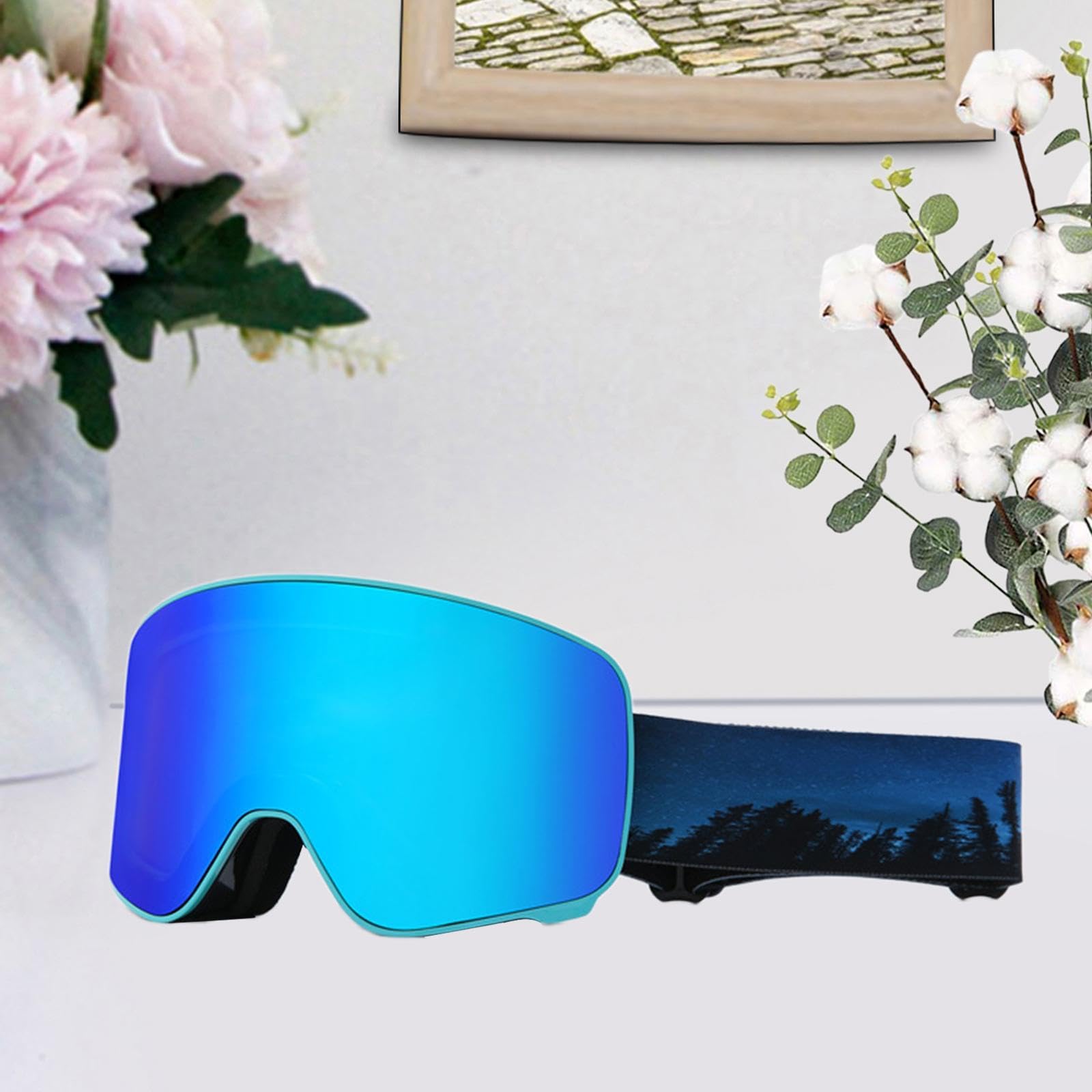 Gafas de Esquí Unisex, Protección Ocular para Deportes de Invierno, Máscara de Nieve de TPU Y PC Antivaho, Visión Panorámica Y Ajuste Cómodo, Negro Y Azul