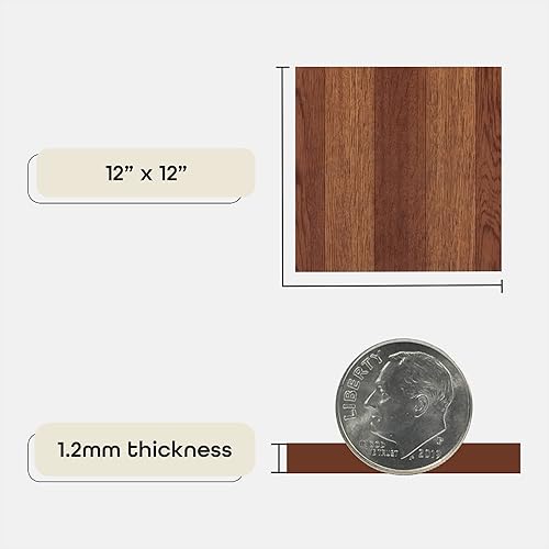 Miniatura 4 de Sterling - Azulejos de vinilo autoadhesivos de 12 pulgadas, 20 azulejos de 12 x 12 pulgadas, patrón de aspecto de tablón de roble medio, despegar y