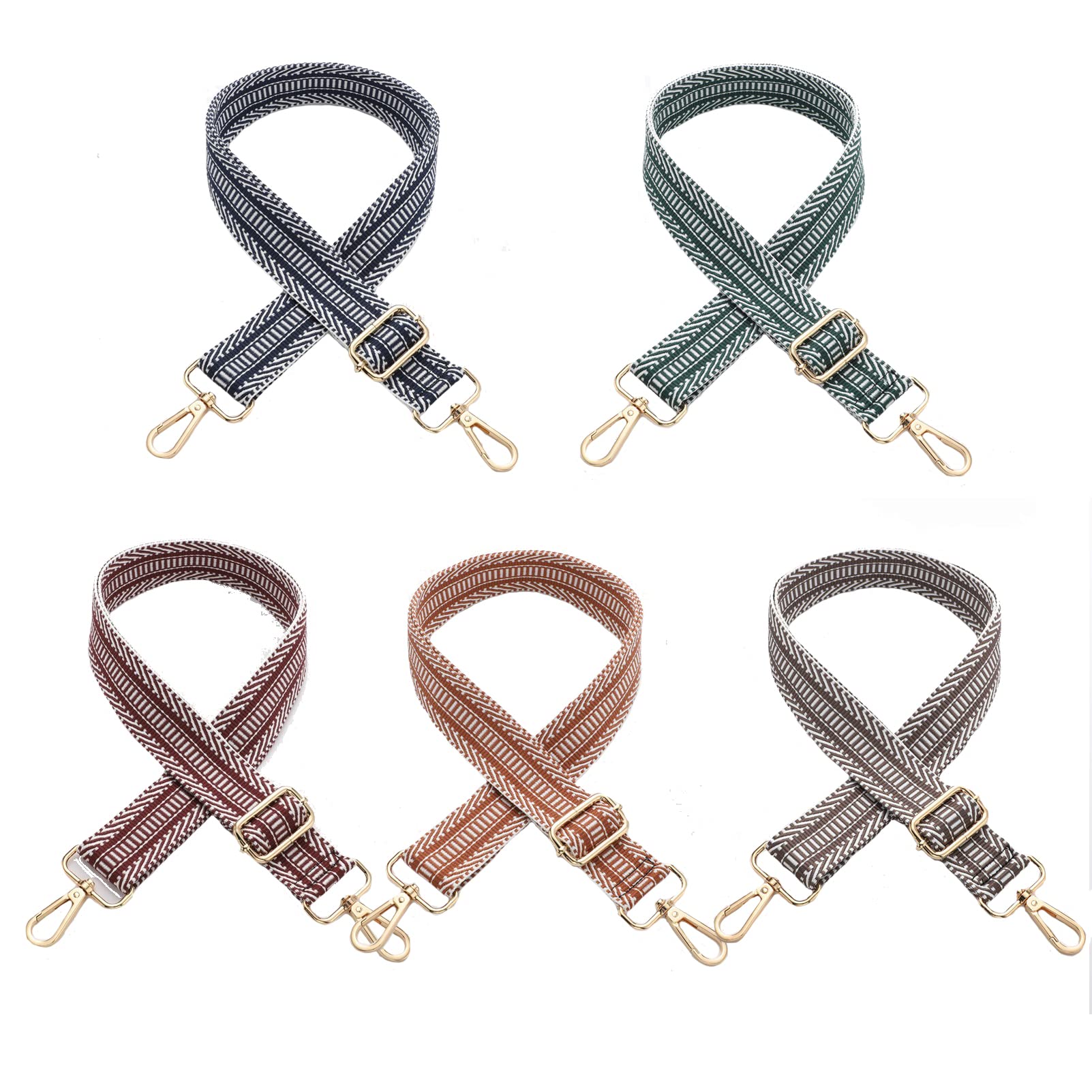 Fivebop 5 Pcs Purse Strap Replacement Adjustable Wide Shoulder Crossbody Handbags Canvas Shoulder Bag Guitar Straps Belt, 5pcs-Stripe, 5 pcs