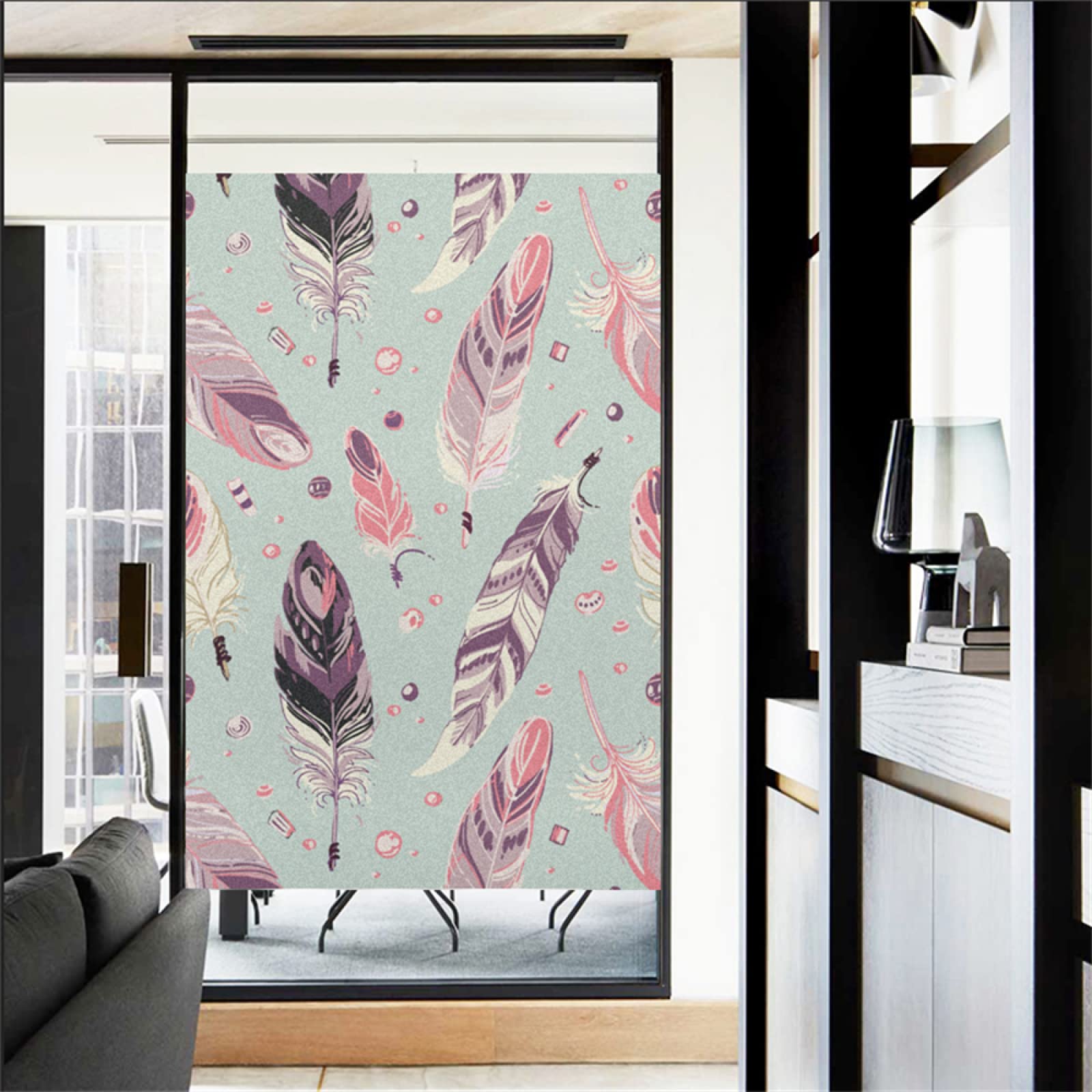 Pellicola per vetri oscurante,Pellicola privacy finestre,anti-peeping,Autoadesive,Anti-UV,piuma ,Ideale per Ufficio Camera da Letto Sala(90cmx200cm)