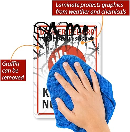 Miniatura 9 de SmartSign Cartel bilingüe "Danger - Pesticides, Keep Out"  Plástico de 10 x 14 pulgadas