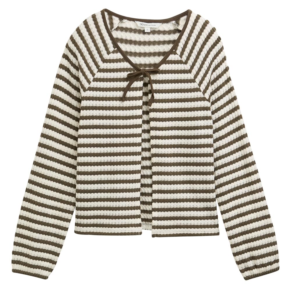 TOM TAILOR Denim Damen Cardigan mit Streifenmuster
