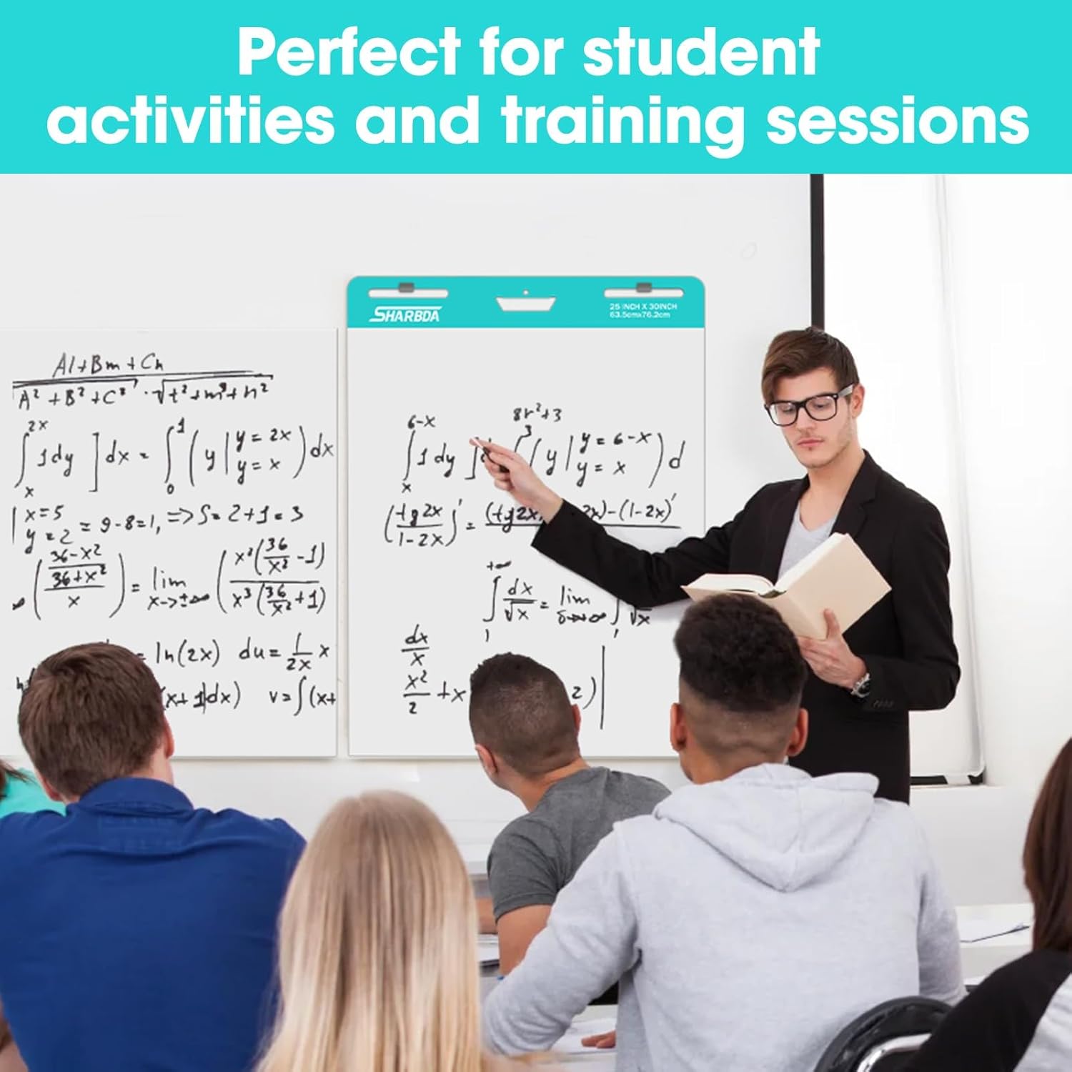 Lined Sticky Easel Pad, 20 * 23 inch,Self-Stick Flip Chart Paper, Super Adhesive & Bleed-Resistant,Micro-Perforated Tear,Classroom Teacher Office Presentation Pads,3 Pads/Pack,90Sheets