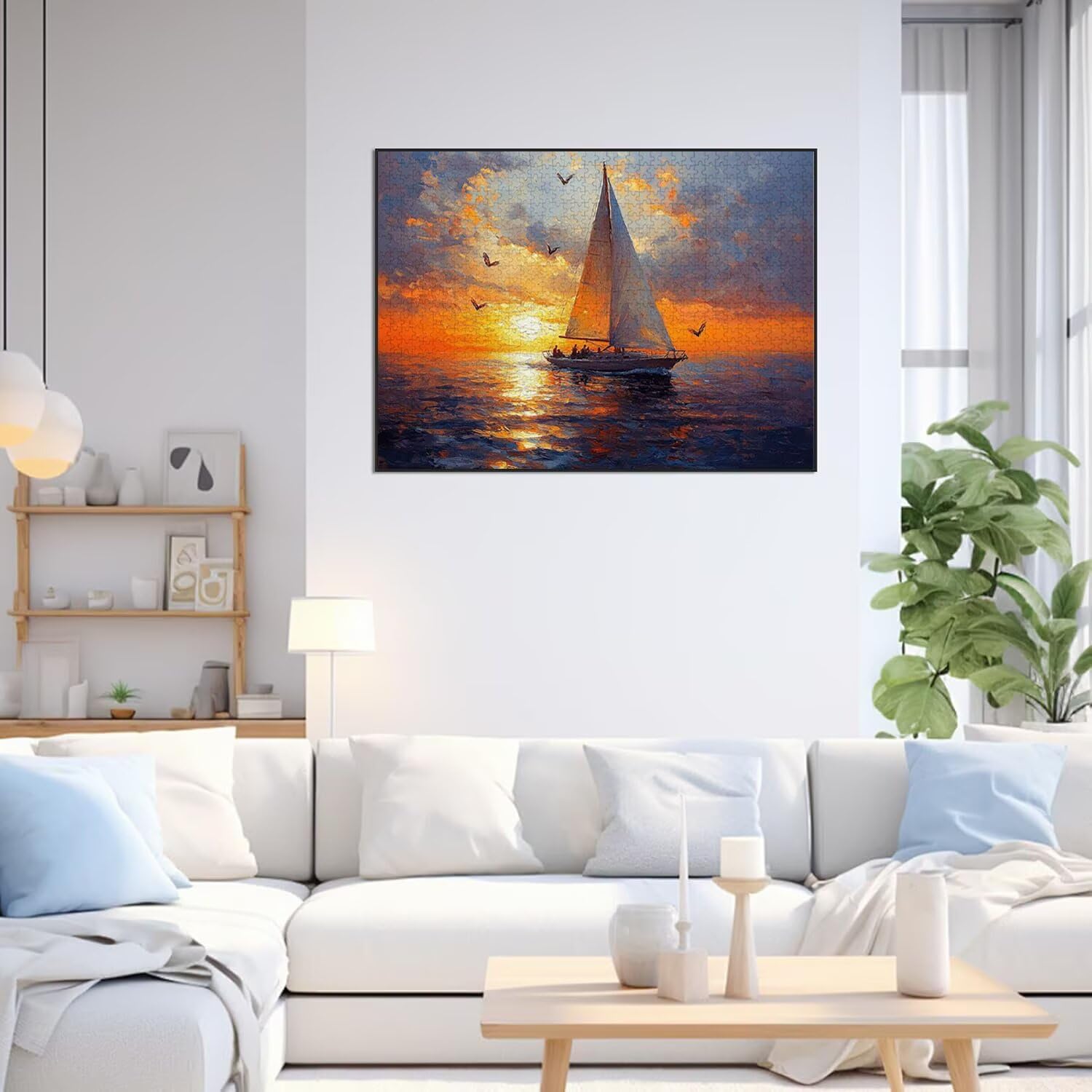 Puzzle 1500 Teile für Erwachsene, 3D Puzzle Segelboot Holzpuzzles, n-169 | Puzzlematte Sonnenuntergang, Heimunterhaltung Entspannung Meditationspuzzle, Impossible Klassische Jigsaw Puzzles, Home Decor