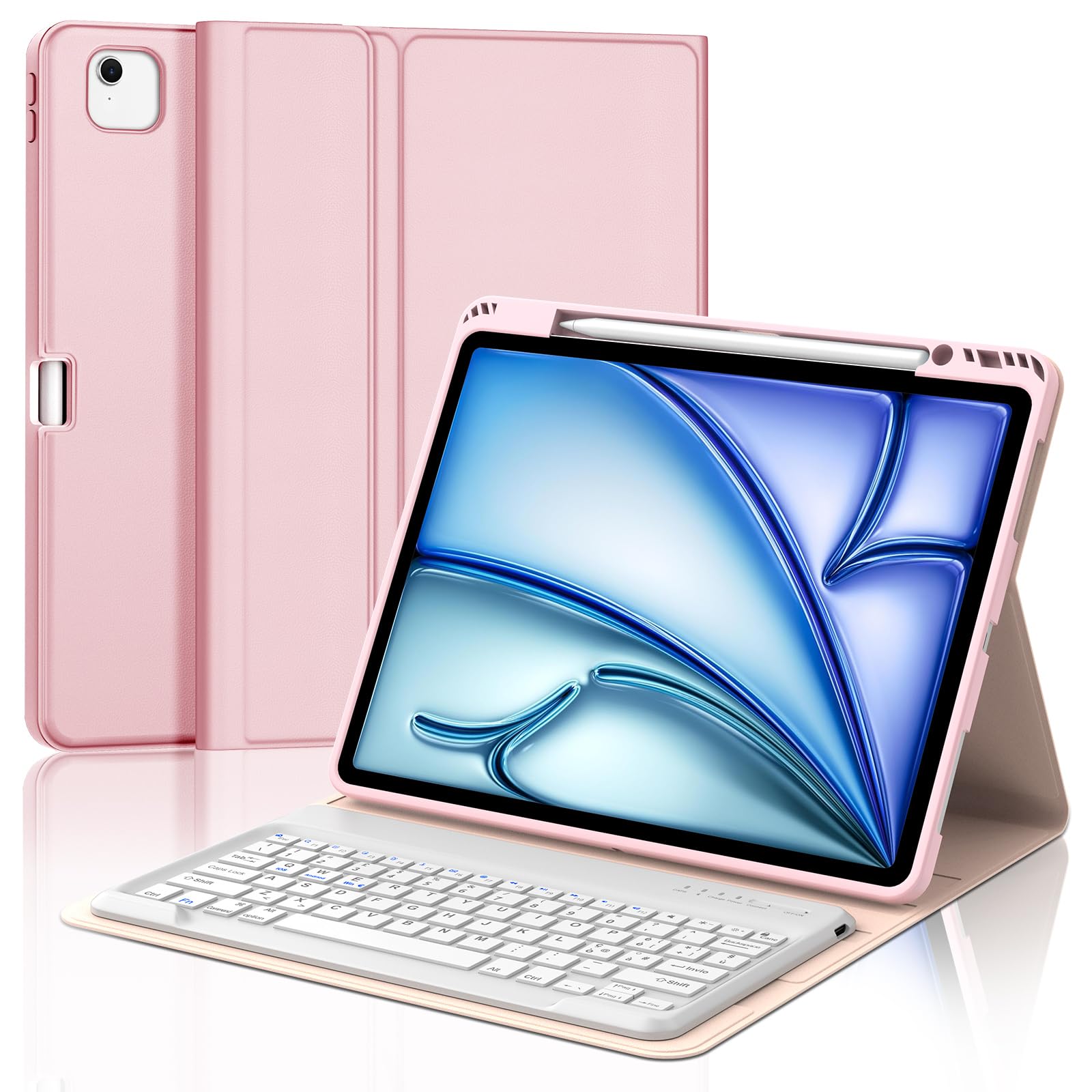 Occtingkind Per iPad Air 13 (M4/M3/M2) Cover Tastiera Italiana | Tastiera per iPad Air 13 - Custodia Magnetica Rimovibile Bluetooth Keyboard, Lunga autonomia, Rosa