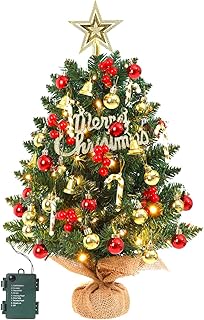 クリスマスツリー オーナメント付き 45点セット 卓上 SVNVIOZ グリーン ツリー 50cm ミニクリスマスツリー LEDライト付き 枝数90tips おしゃれ 北欧 高級 高濃密度 組立簡単 リアル クリスマスツリー