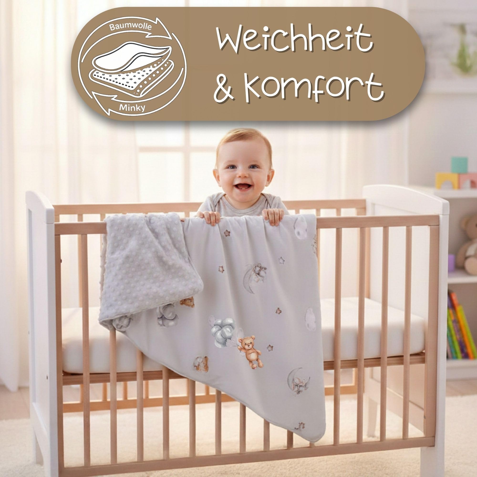 Kocyk dla niemowlaka letni z pluszowego materiału 75x100 cm - kocyk do wózka dla niemowląt i wyprawka dla noworodków i dzieci
