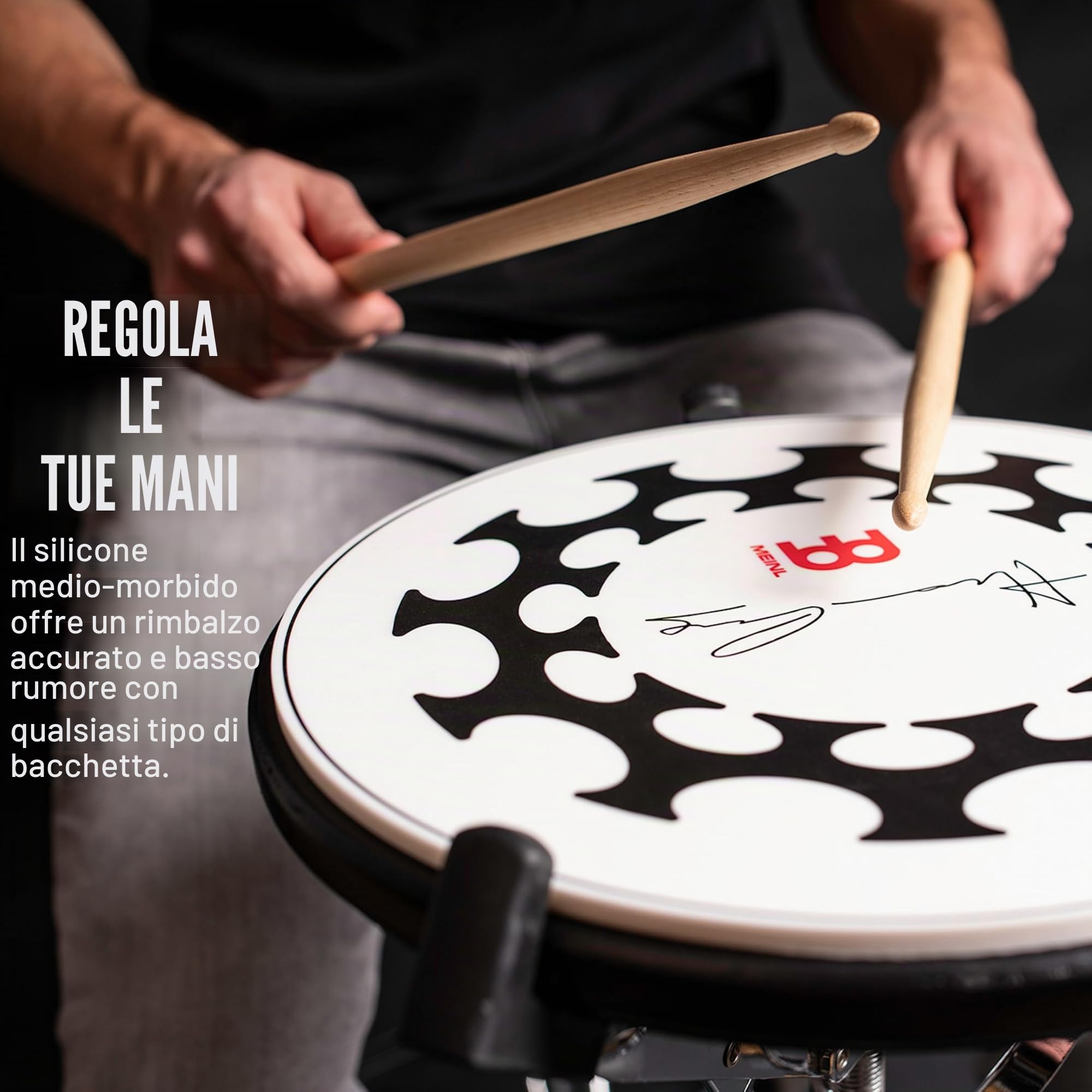 Meinl Cymbals MPP-12-TL - Pad per allenamento per batteria, design Thomas Lang, 12" (30,48 cm)