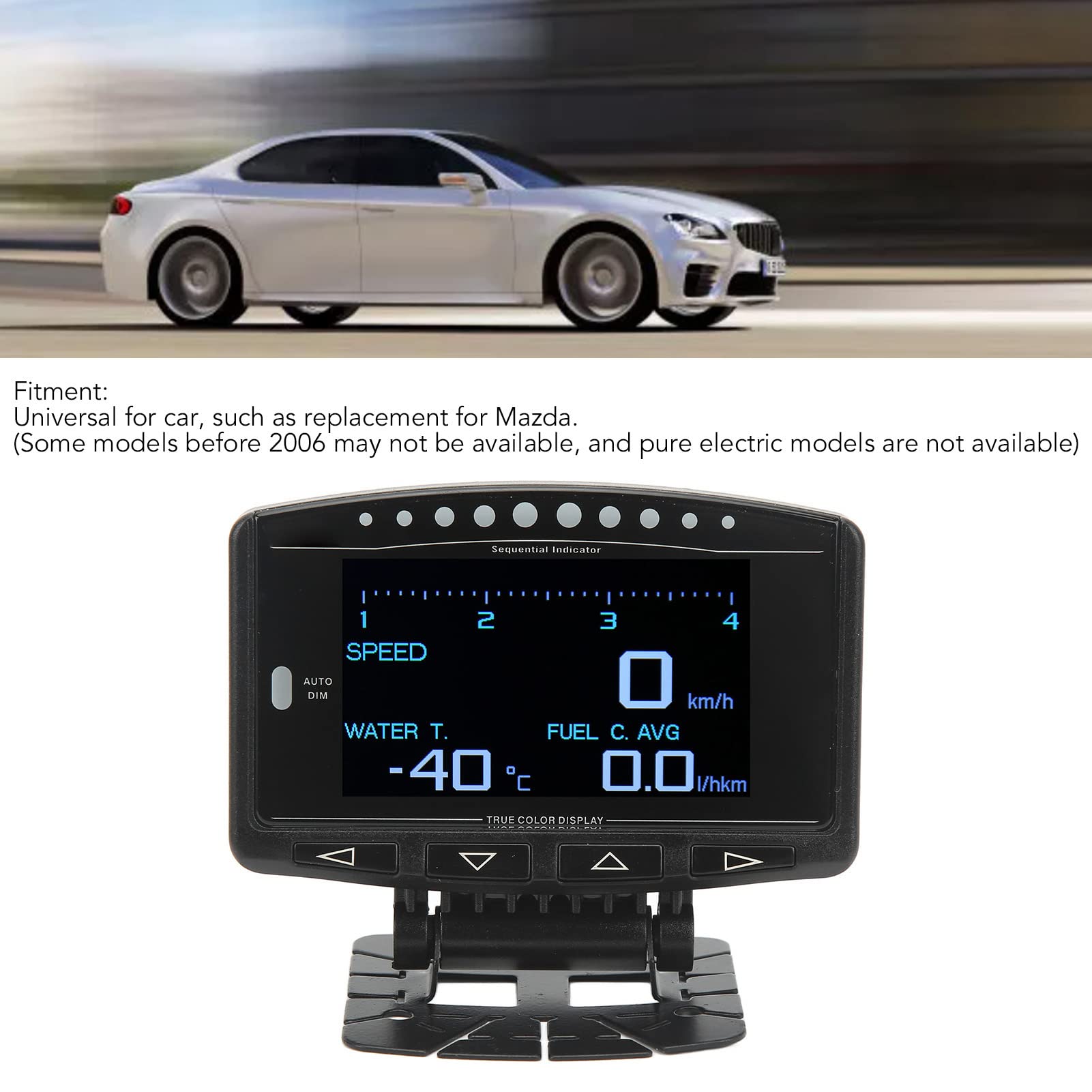 2,8-Zoll-TFT-IPS-Bildschirm OBD2-Tachometer, HUD-Scanner-Anzeige, Wasser Temperatur Spannung Turbo-Druck-RGB-Indikatoren für, Unterstützung Metrisch Zur Imperialen Einheit