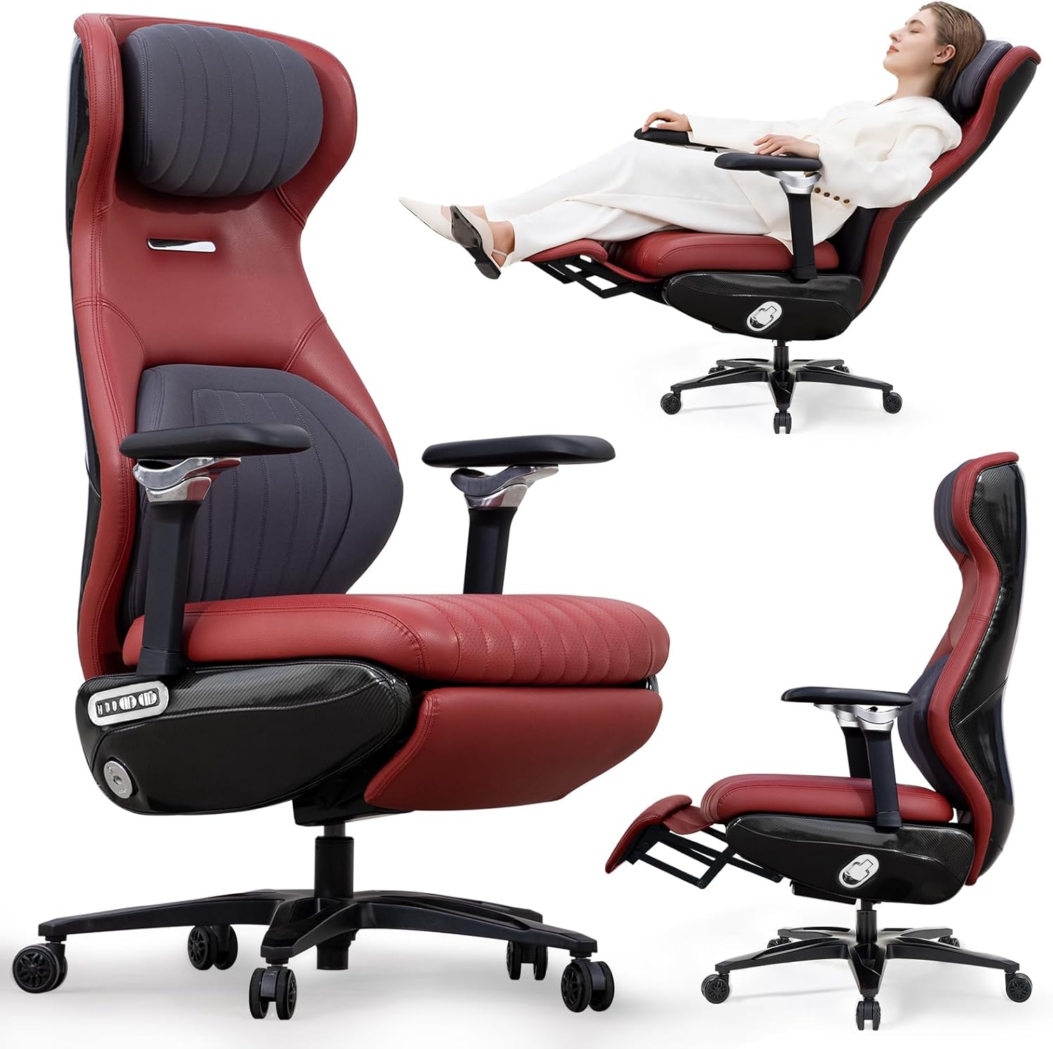 NovaLux Reclining Office Chair with Footrest and Lumbar