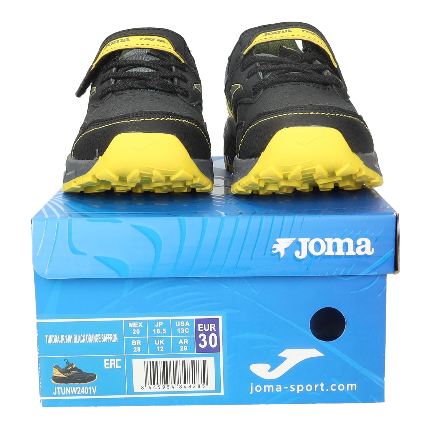 Joma Tundra Jr Scarpe da bambino nere e gialle con lacci e velcro