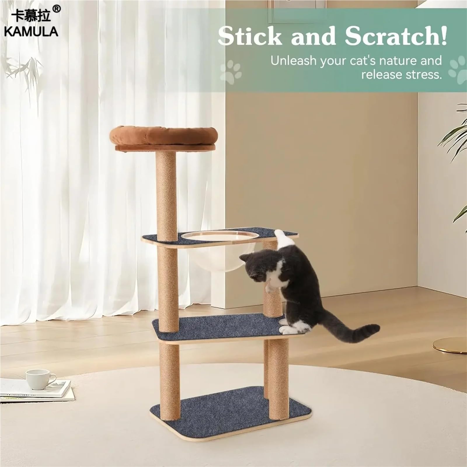 Protector Sofa Gatos Arañazo Estera for rascar Gatos, Alfombra autoadhesiva, Poste Recortable, Juguetes Protectores de Muebles for(Brown,50x200CM)