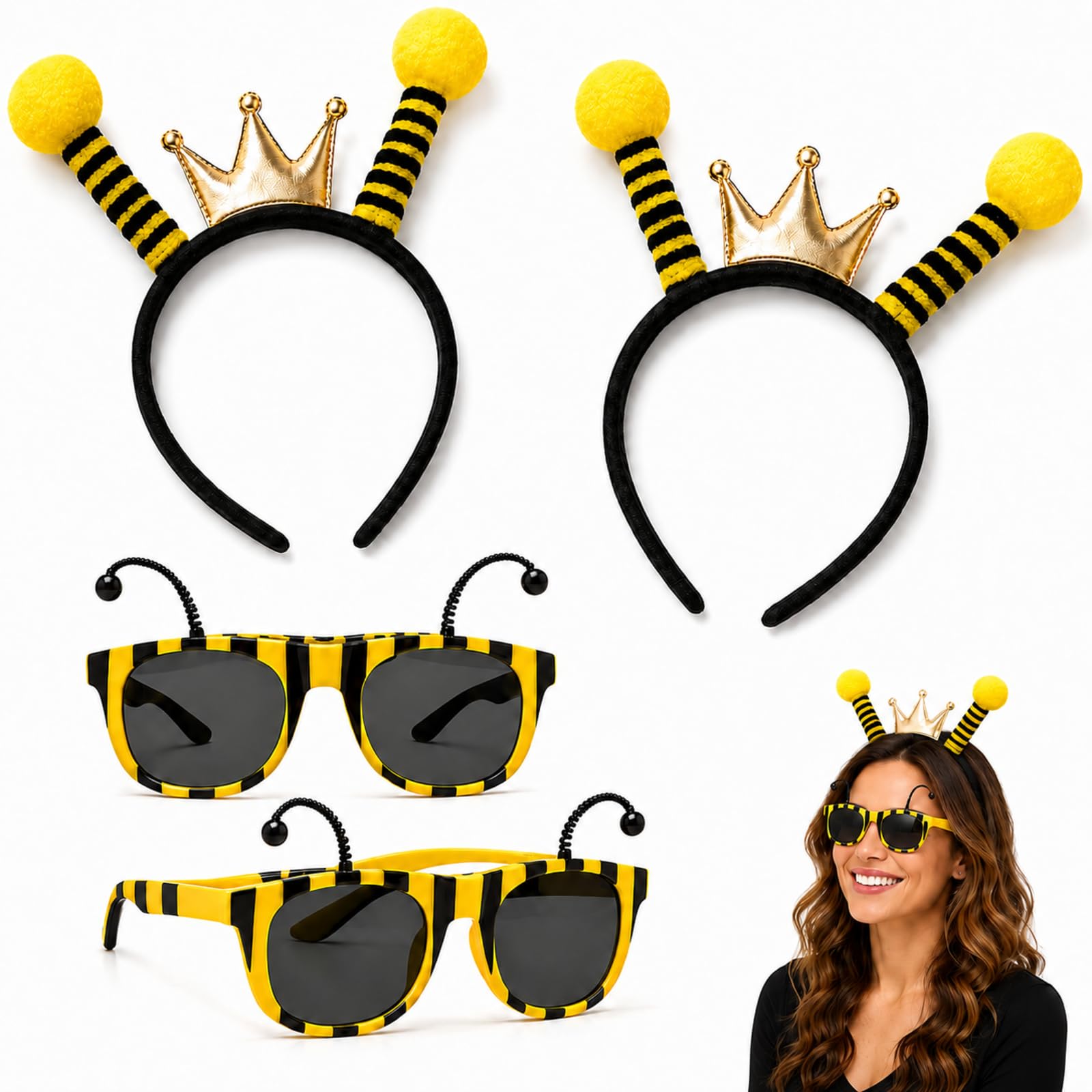 XLTXWD 4PCS Bee Headband Glasses Costume for Party Use