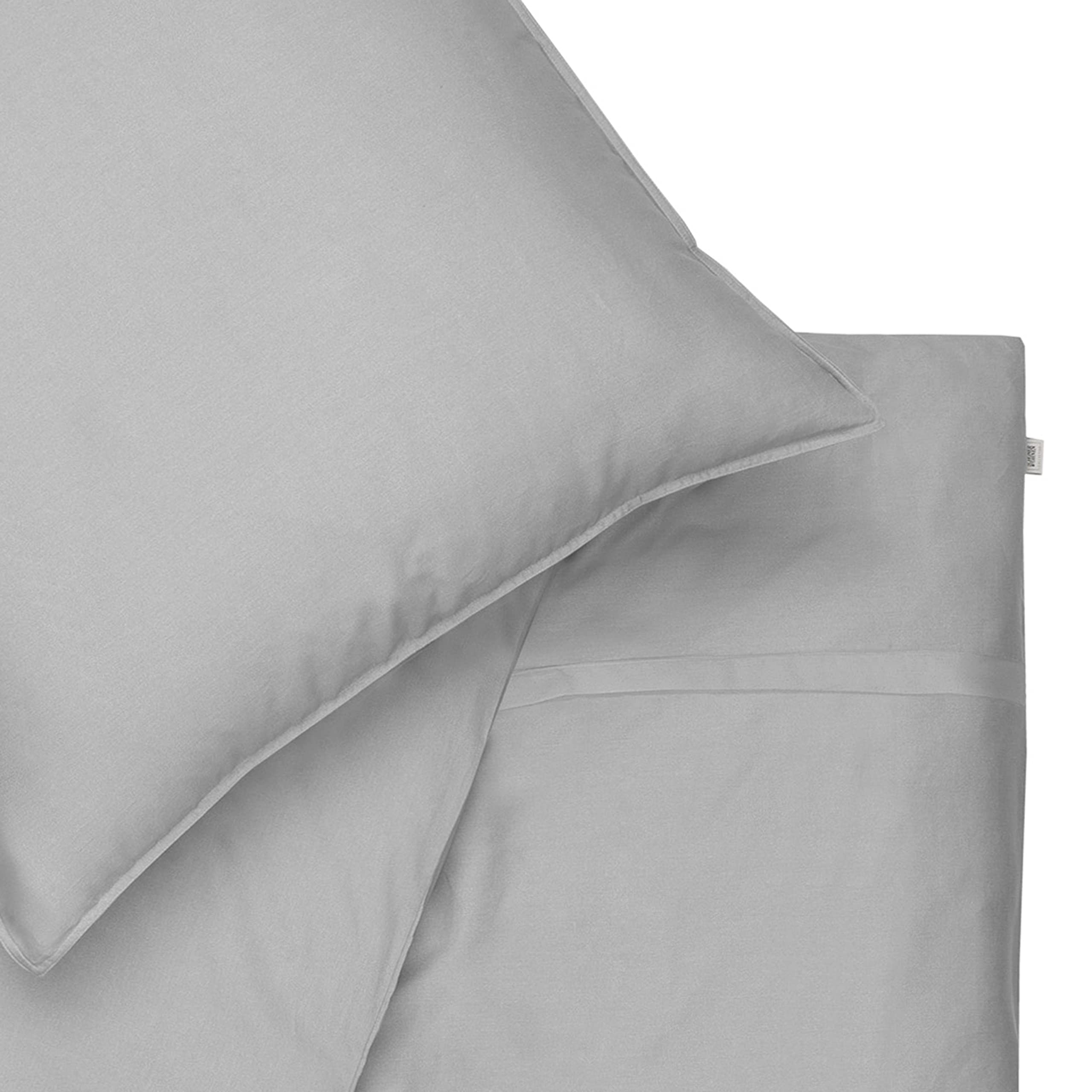 Ropa de cama Pure 135 x 200 gris – Ropa de cama de algodón – Juego de ropa de cama con funda de almohada de 2 piezas – Funda de almohada de 80 x