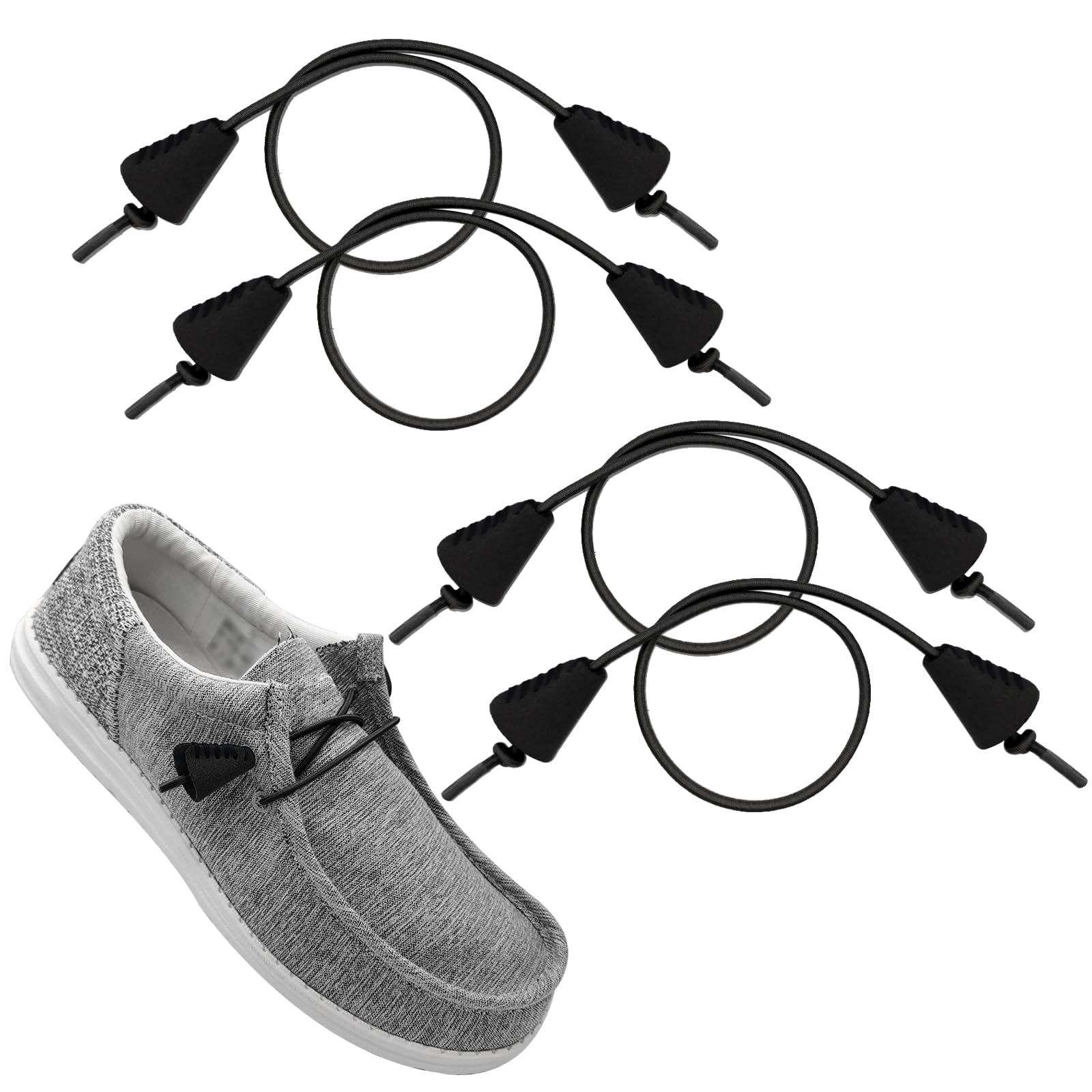 UamGlsob 2Pairs Elastic Shoelaces for Hey Dude Shoe, No Tie Bungee Stretchy Shoe Laces,Shoe Strings Replacement Stretch Laces