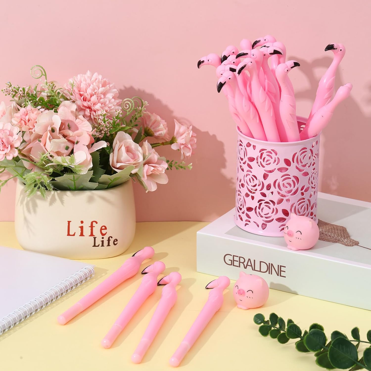 Fulmoon 80 Pcs Black Ink Flamingo Gel Pens, 0.5mm Flamingo-themed Party Favors Flamingo Pens, Smooth Writing Cute Multicolor Pen for Gifts Birthday Party Supplies Goodie Bags
