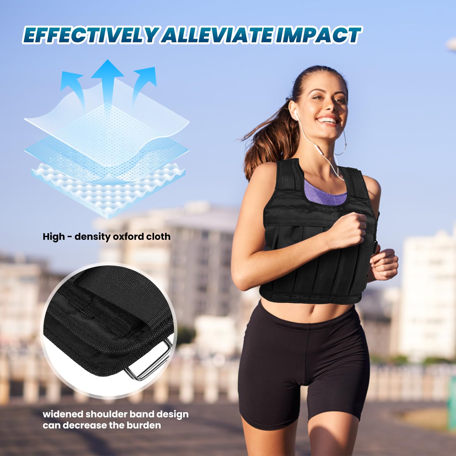 Gilet da Allenamento per La Forza con Pesi Regolabili - Gilet per Esercizi in Panno Oxford da 50 kg