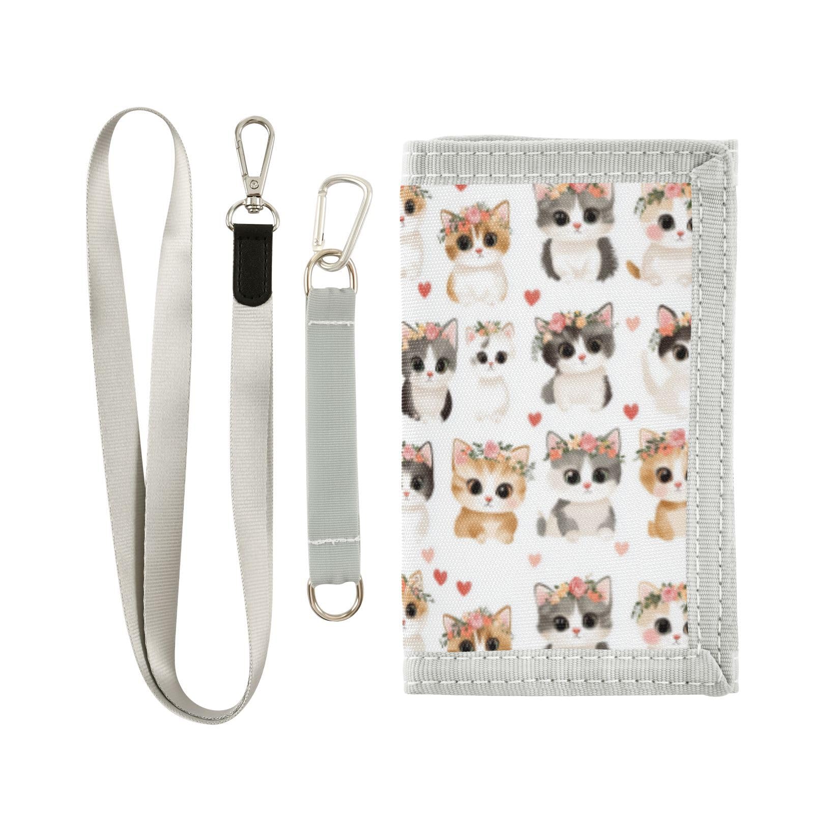 Wusikd Cute Cats Kids Wallet for Boys Girls Flowers Toddler Trifold Wallet Novelty Wallet for Teens Women Men