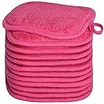 BloomSesame Makeup Remover Cloths for Face, Eye, Lips - Reusable Makeup Remover Pads Soft Microfiber Facial Cleansing Cloths 5 x 5 inch 12 Pack (Dark Pink)