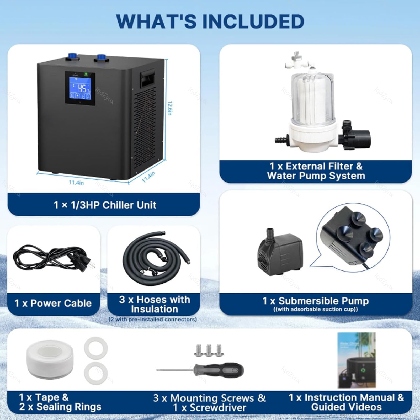 Kit refrigeratore per bagno di ghiaccio, unità di raffreddamento intelligente con pompa di filtrazione per recupero della terapia del freddo, casa e palestra