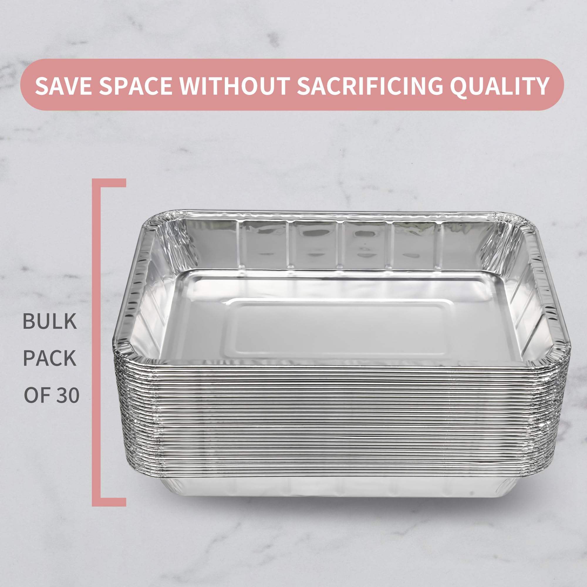 Extra große Grill-Tropfpfpfanneneinlagen, 33,1 x 23,1 x 5,1 cm, Aluminiumfolie, Fettauffangbehälter für große Raucher, Einweg-Tablett, 30 Stück