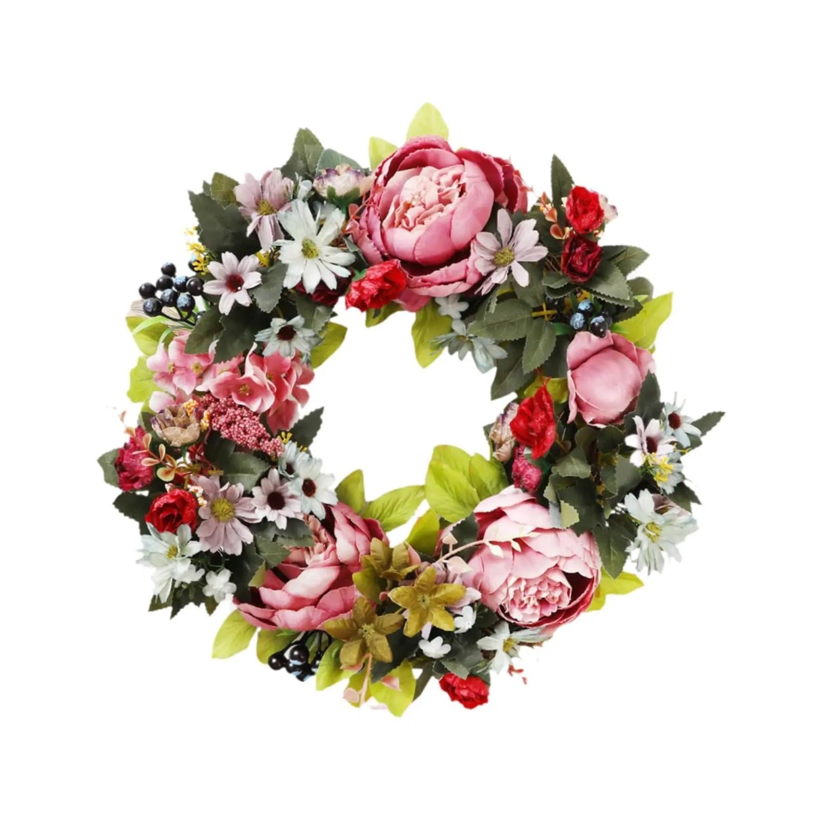 Door Wreath Front Door Spring Wreath Outdoor Peony Flower Garland Realistic Wall Decoration