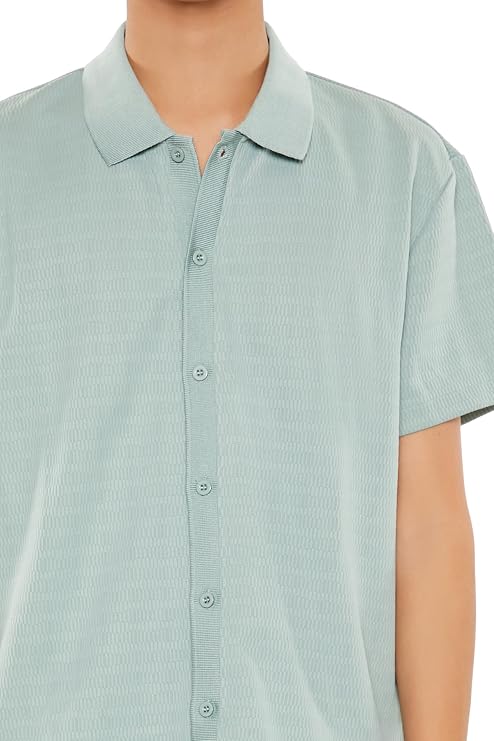 Forever 21 Men's Textured Rib-Knit Button-Front Shirt